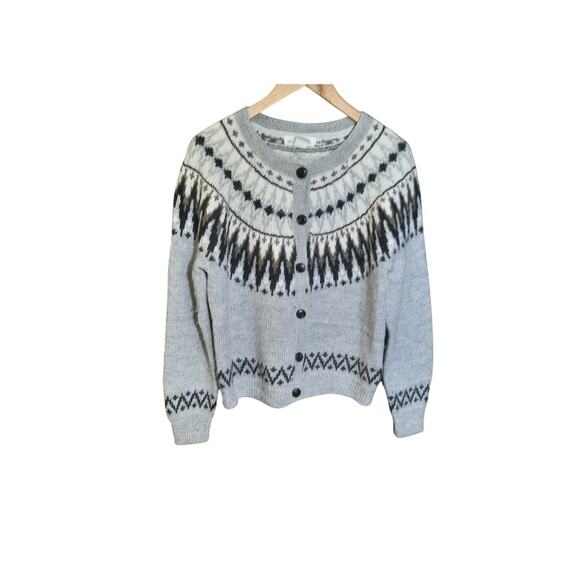 H&M Fair Isle Womens Button Front Wool Alpaca Blend Cardigan Sweater Size M - Picture 6 of 6